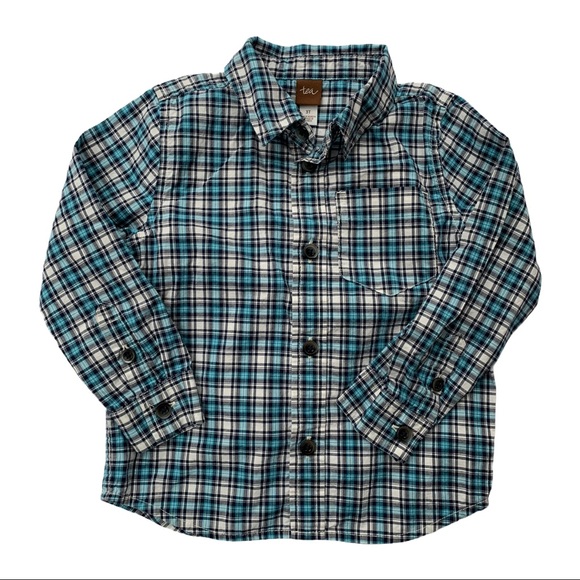 Tea Toddler Plaid Button Down & Shorts Size 3T - Picture 2 of 8